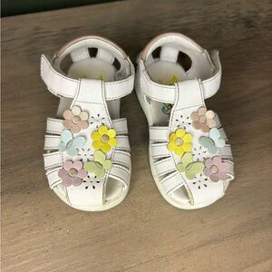 Rachel’s Shoes Baby Toddler Girl 5  White Fishermen Sandals, 3D Flower Y2K 2000s